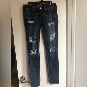 AEO | SUPER LOW |Distressed | Skinny | Super Stretch | Size 2 Regular